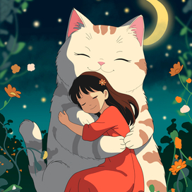 Девочка и кот