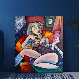 Оммаж Пикассо. Женщина с телефоном.