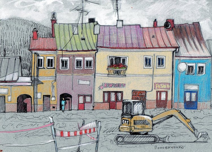 Польша. Хинчины. Ремонт рыночной площади.