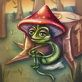 Ящерица в лесу 