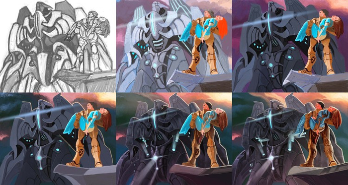 от скетча к цвету