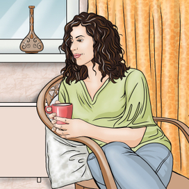 женщина у окна иллюстрация