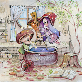 Грибной народ за работой