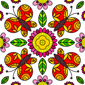 патерн с бабочками на белом фоне