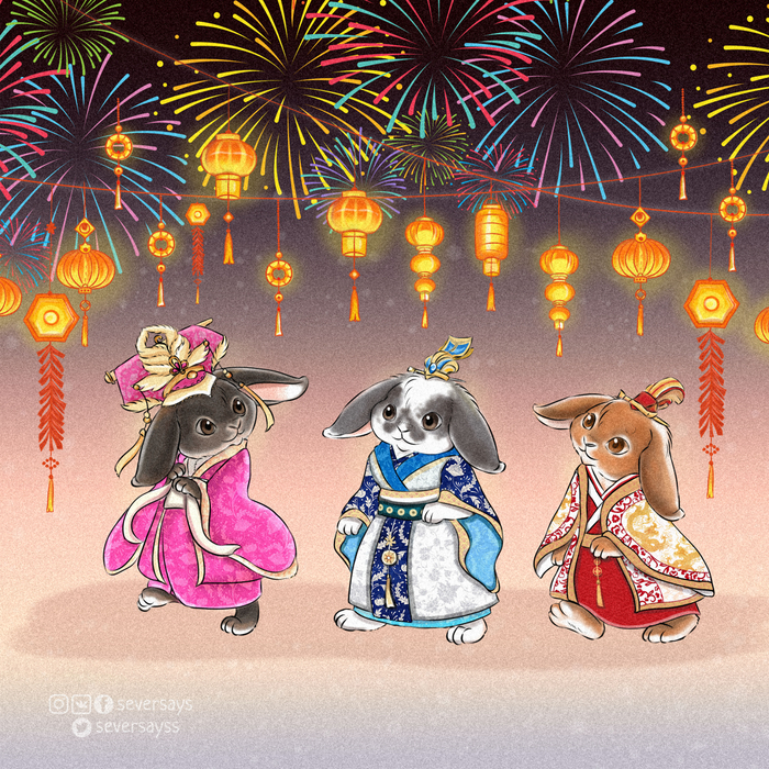 Зайчики радуются феерверкам