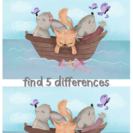 Children's illustration. Kitten, mouse, bunny.