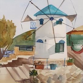 Ветряная мельница на севере острова, Закинтос, Греция