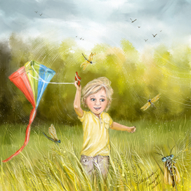 Воздушный змей. Ветер. Мальчик