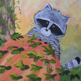 Енот с тыквой