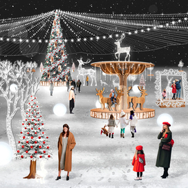 Новогоднее оформление парка при ТЦ