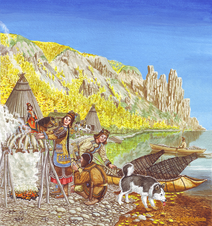 Иллюстрация на упаковку для копчёной рыбы.