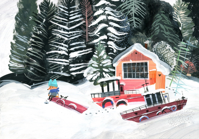 Лис хочет поймать рыб!