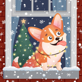 Новогодний корги