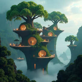 дома на деревьях