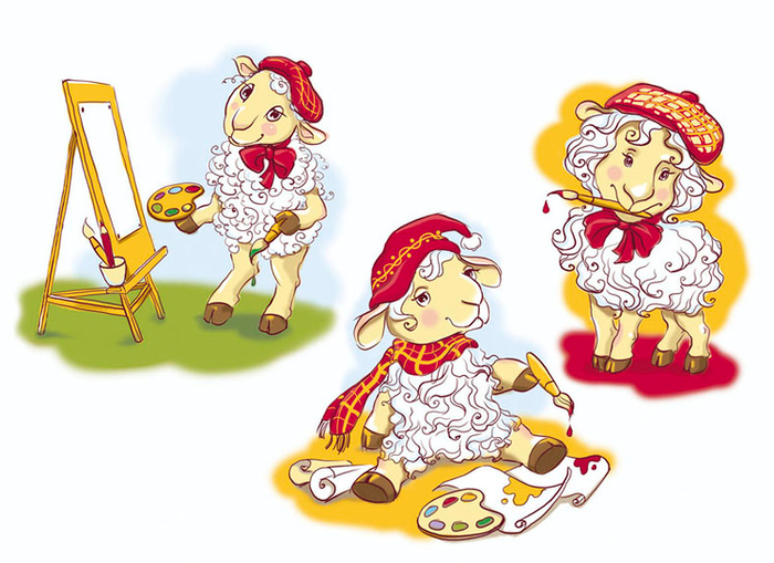 Барашки-художники для НГ упаковки