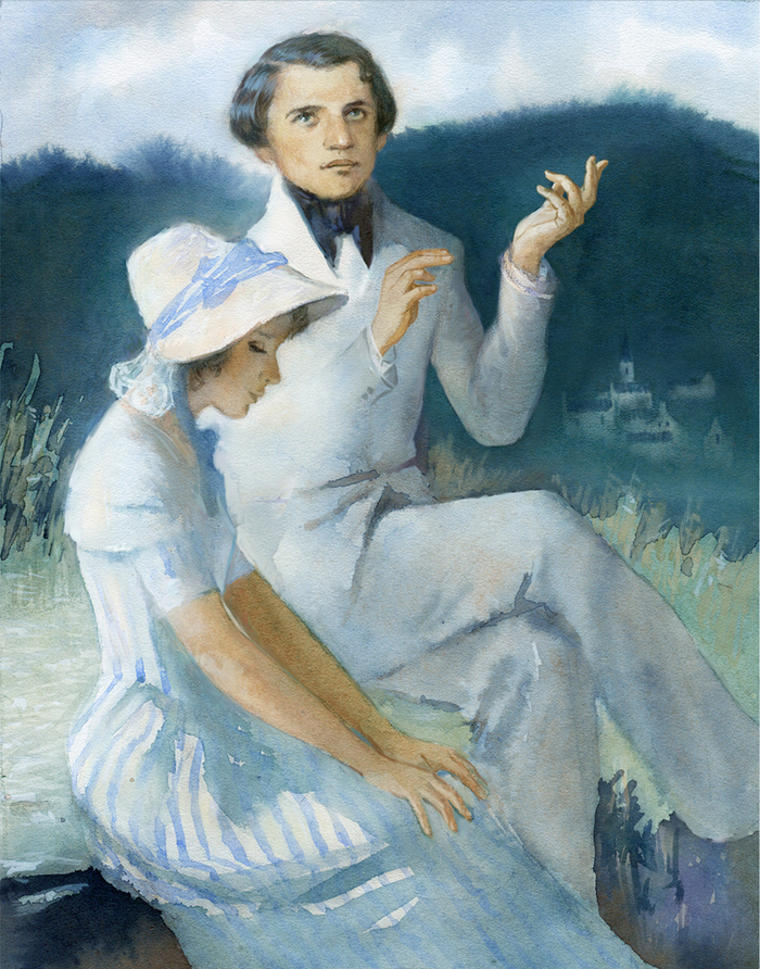 Ася и Н. на склоне горы.