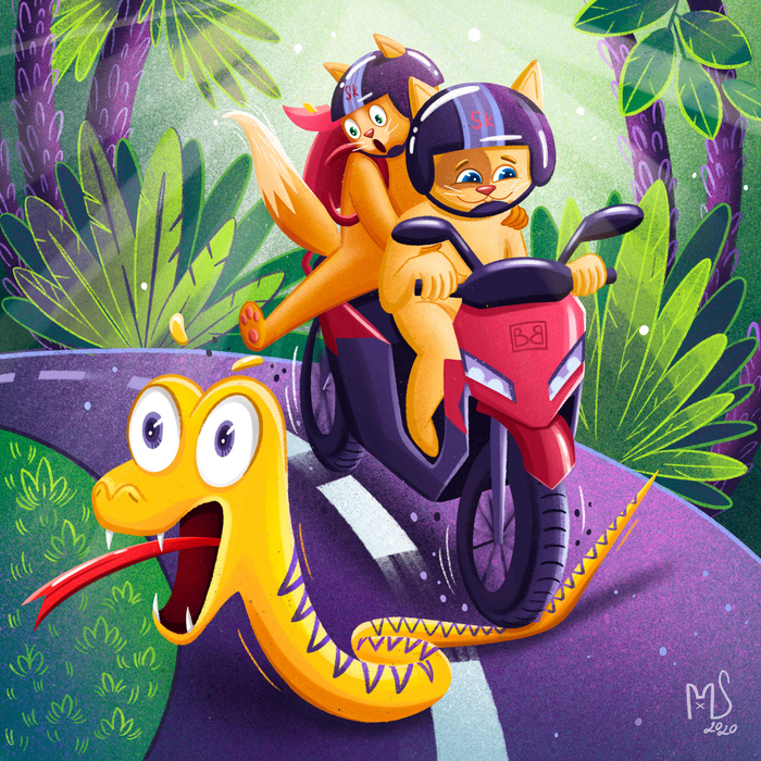 Рыжие на байке