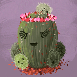 Мама-кактус с кактусятами