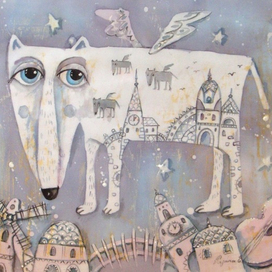 Одинокий волк-романтик(горячий батик)