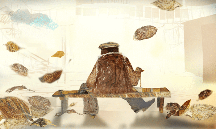 осень на скамейке 