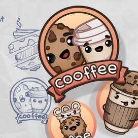 Набор стикеров "кофе и печеньки"