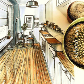 Скетч кухни маркерами