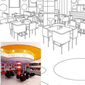 кафе интерьер отрисовка