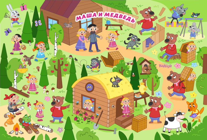 Виммельбух по сказке маша и медведь