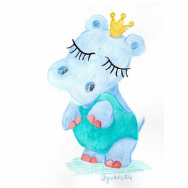 Бегемотик Милая иллюстация