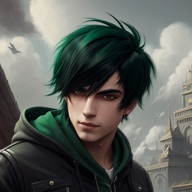 Парень с зелёными волосами