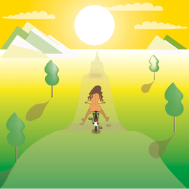 Голая на велосипеде.