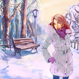 Девушка в зимнем парке