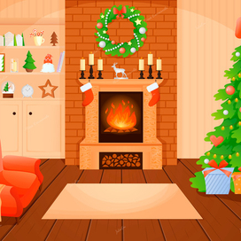 Новогодний интерьер. Рождественский интерьер.