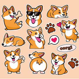 Наклейки корги