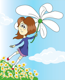 пролетая над ромашковым полем