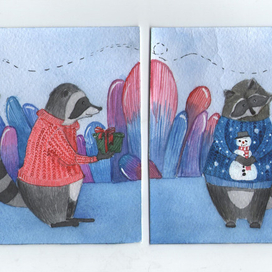 новогодние енотики