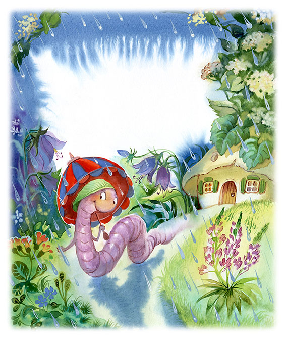 Дождевой Червячок на прогулке. К стихам В.Правоторовой.