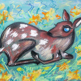 Олененок в одуванчиках