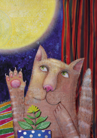 Смотрит котик на луну