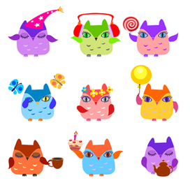 Owl icon set 