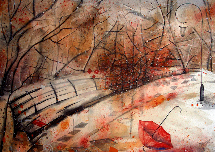 Диалог забытого зонта.