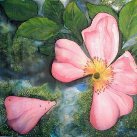 "На воде" батик шелк 120х100