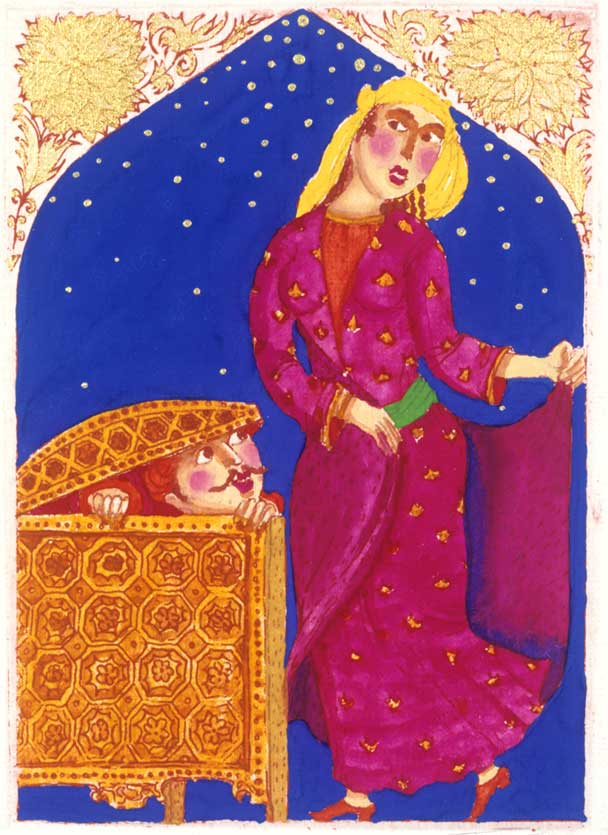 СЕРИЯ"ТЫСЯЧА И ОДНА НОЧЬ"бумага, офорт, акварель, 10x7, 1995