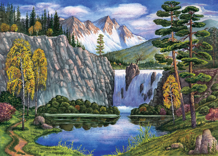 Пейзаж с водопадом