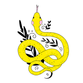 Желтая змея с растениями