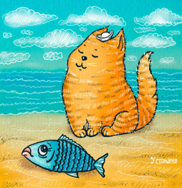 кот и рыбка