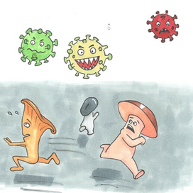 Иллюстрация к сказке про грибы и короновирус