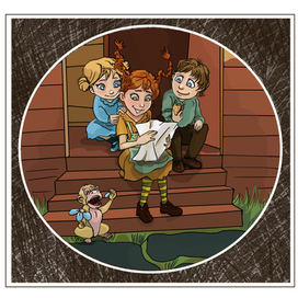 Пеппи,Томми и Аника читают письмо