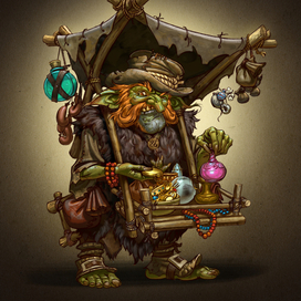 Тролль-торгаш. 2D-концепт персонажа для игры.