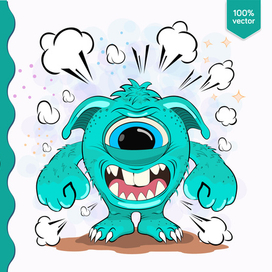 Мультяшный одноглазый монстр.